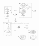 Electric Starter Flywheel Rewind Starter Diagram and Parts List for 124L05-0947-F2  Briggs and Stratton Engine